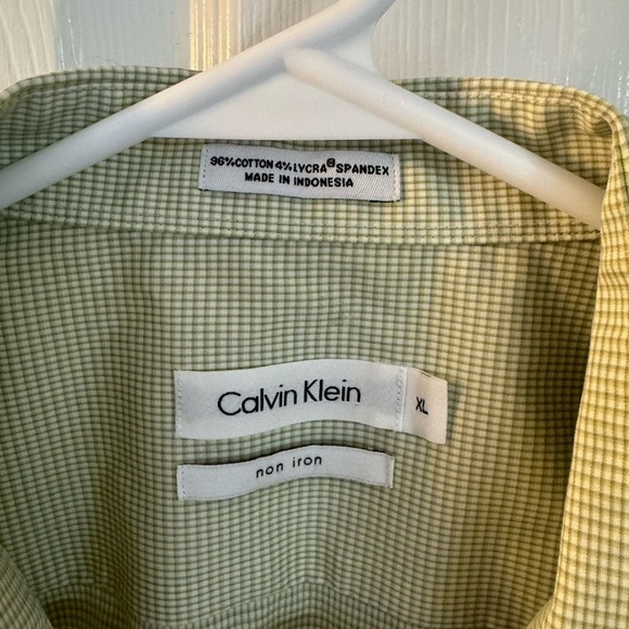 Calvin Klein Sage Green Square Extra Fine Cotton Dress Shirt Non iron Size XL - Picture 2 of 9